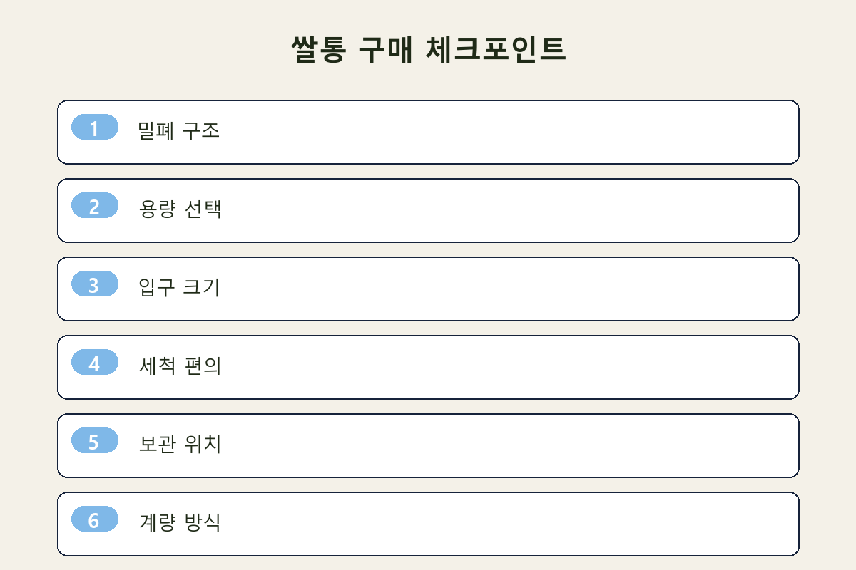 쌀통 구매 체크포인트
