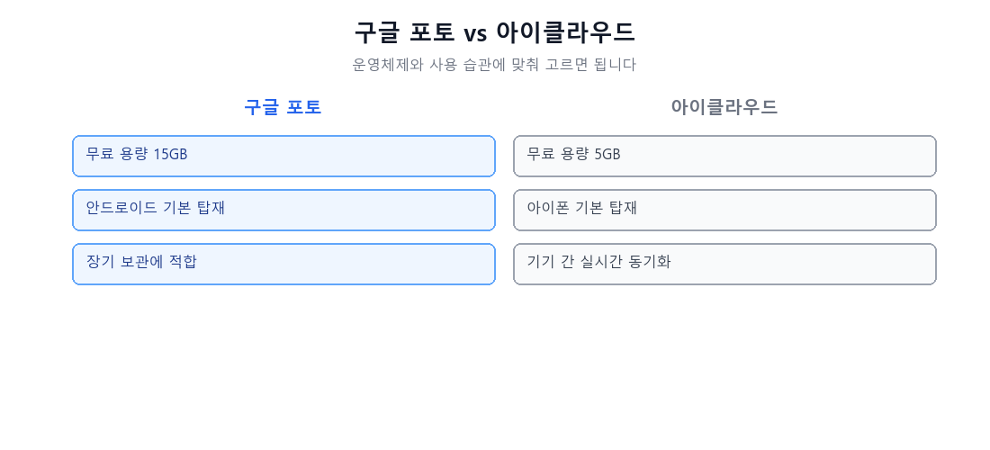 구글 포토와 아이클라우드 비교 이미지