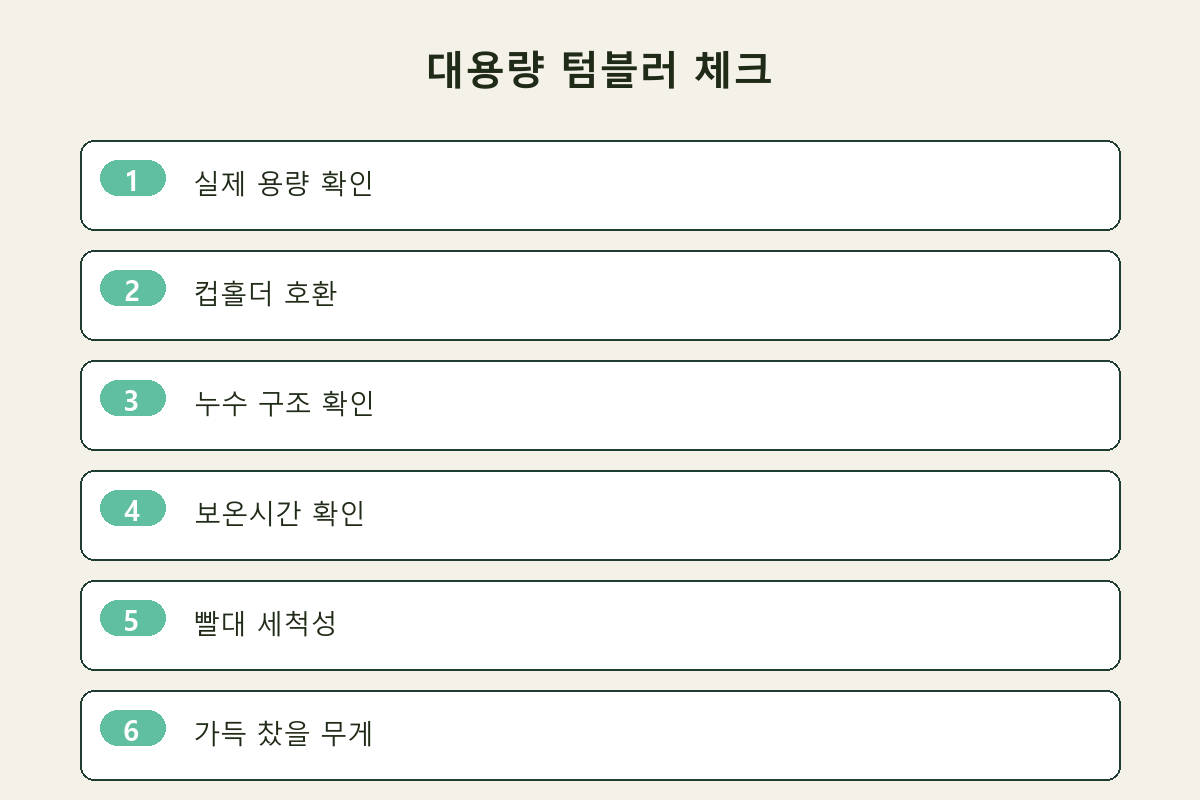 대용량 텀블러 체크
