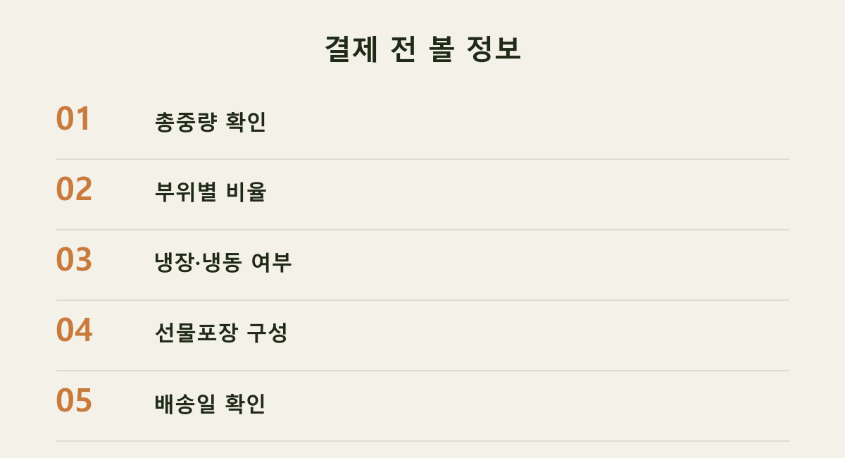결제 전 볼 정보
