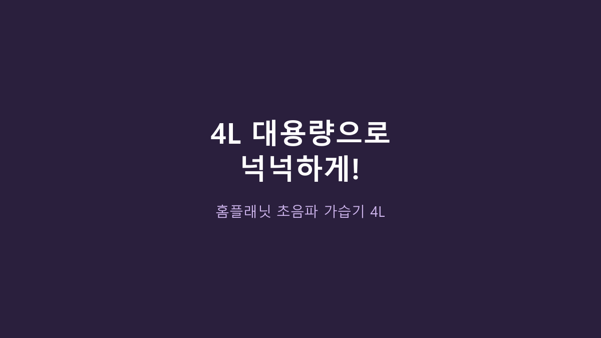 홈플래닛 초음파 가습기 4L, 원룸·침실에 쓰기 충분할까?