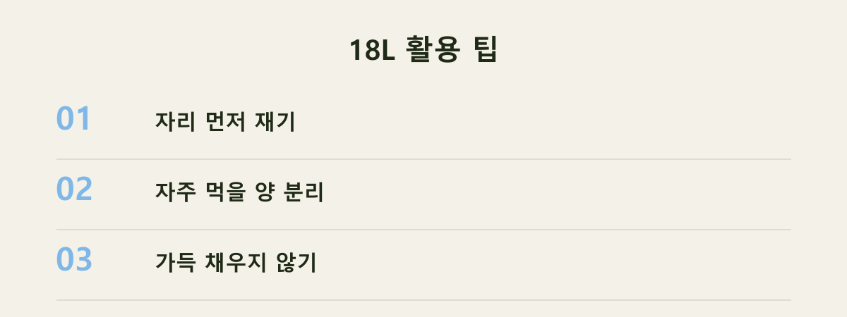 18L 활용 팁